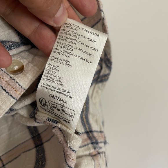 Anthropologie Pilcro Buttondown Plaid Shirt in Neutral Motif Size Small - Picture 8 of 10